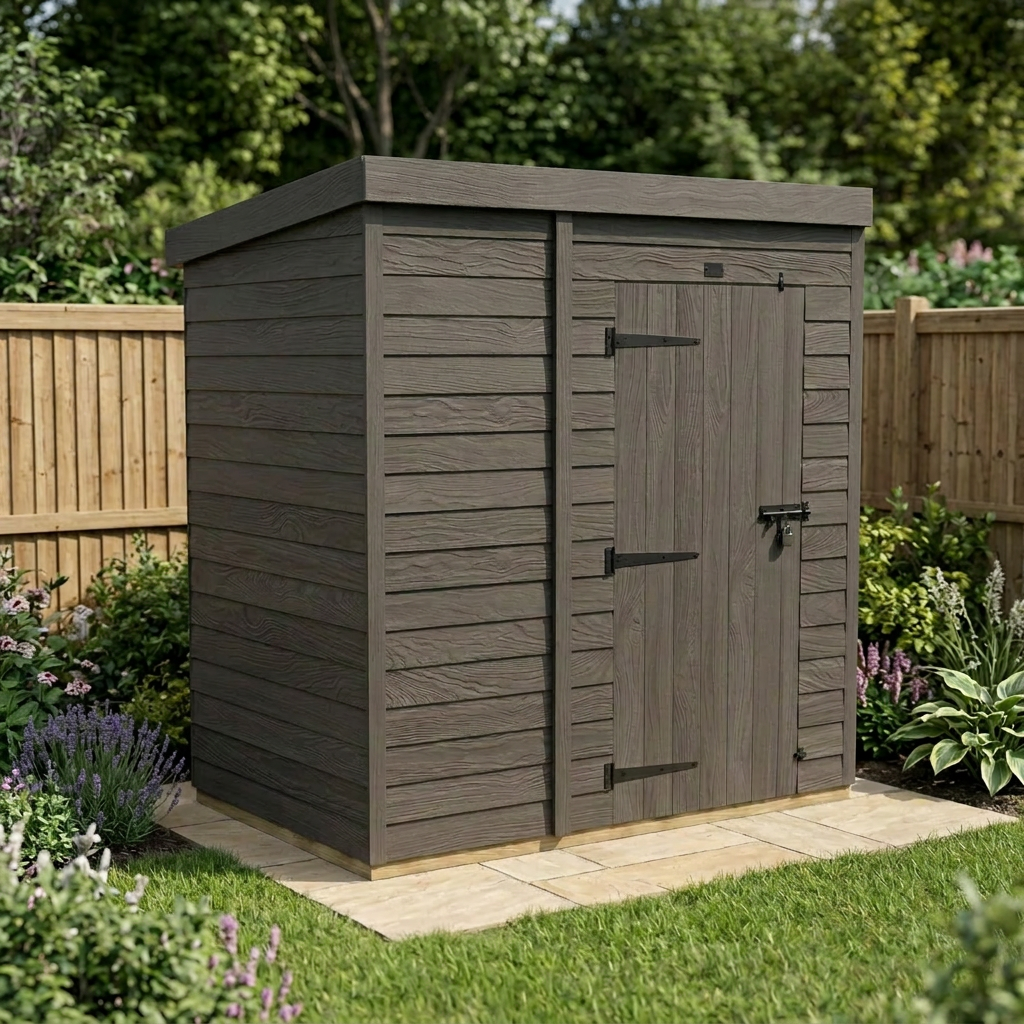 6x4 Pent Composite Shed (Single Door, No Windows)