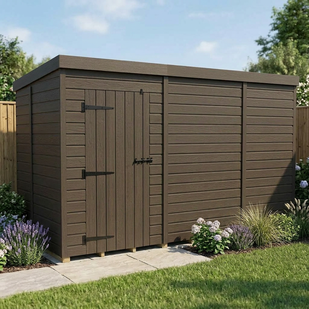 11x5 Pent Composite Shed (Single Door, No Windows)
