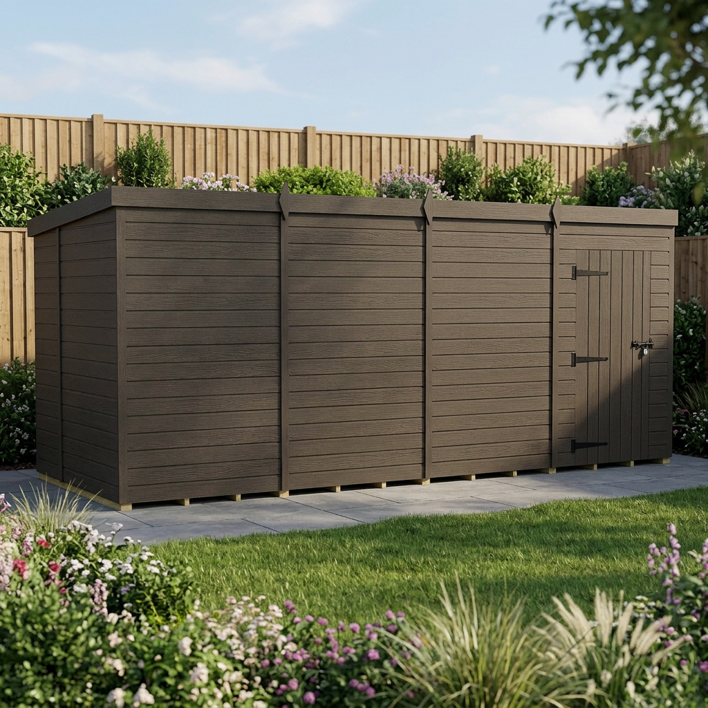 16x6 Pent Composite Shed (Single Door, No Windows)