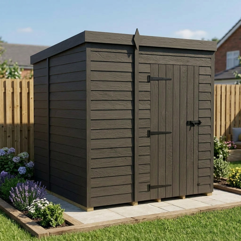 7x7 Pent Composite Shed (Single Door, No Windows)