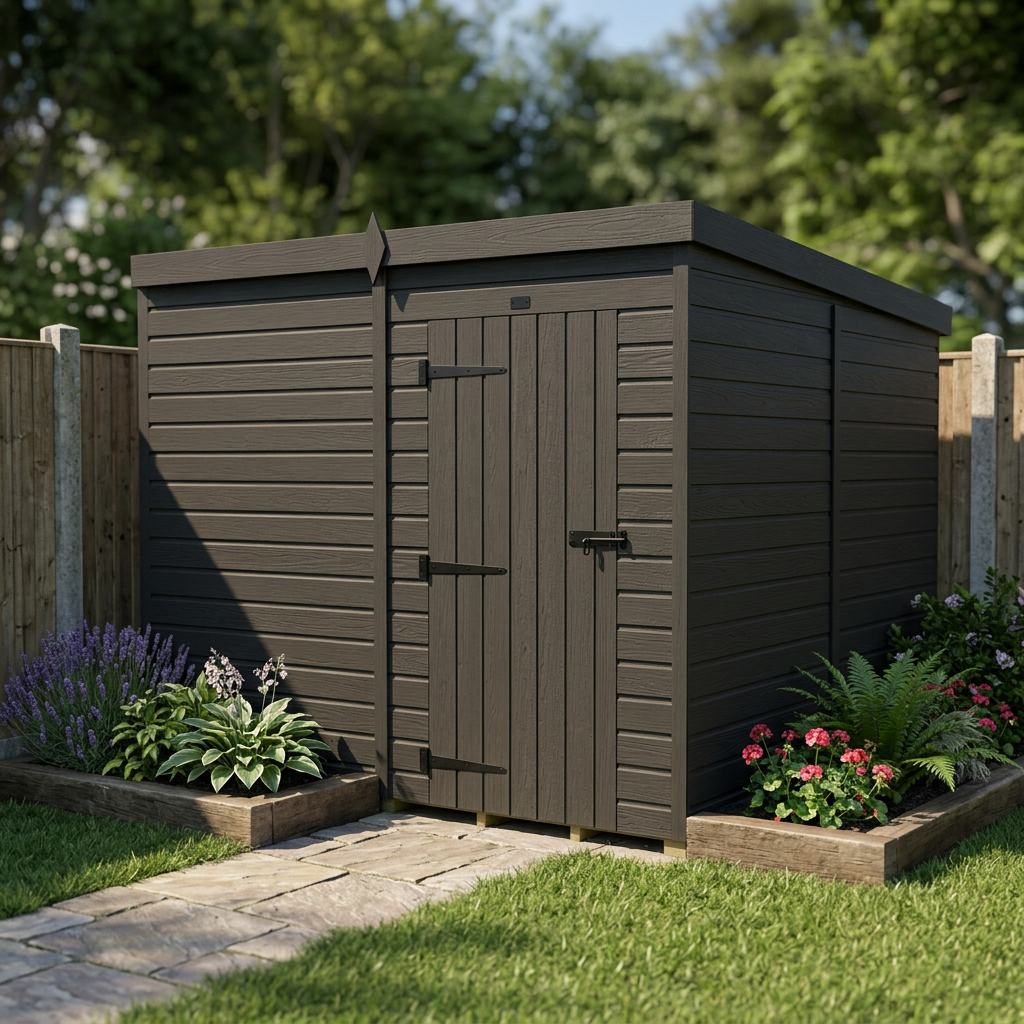 8x8 Pent Composite Shed (Single Door, No Windows)