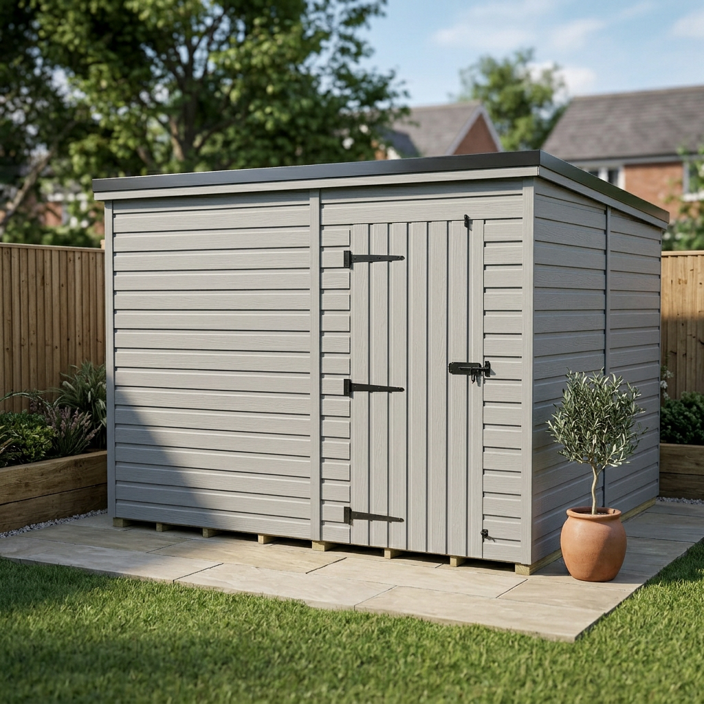 10x8 Pent Composite Shed (Single Door, No Windows)