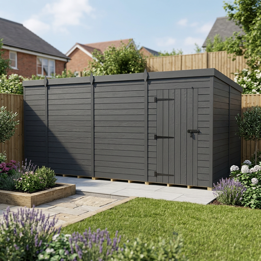 14x8 Pent Composite Shed (Single Door, No Windows)