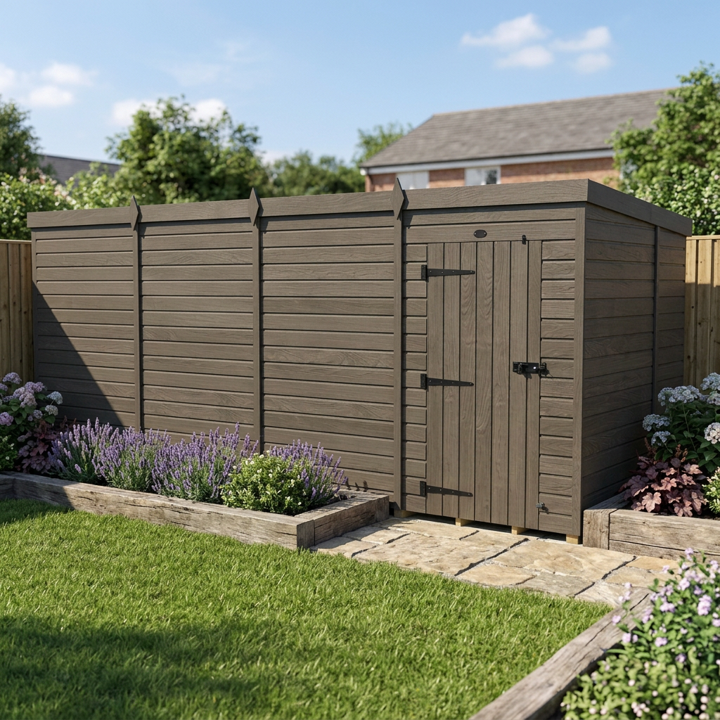16x7 Pent Composite Shed (Single Door, No Windows)