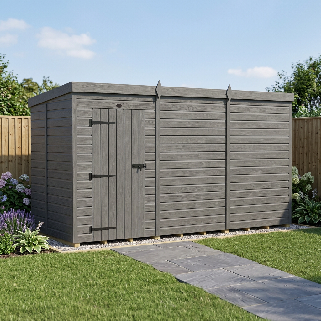 12x5 Pent Composite Shed (Single Door, No Windows)