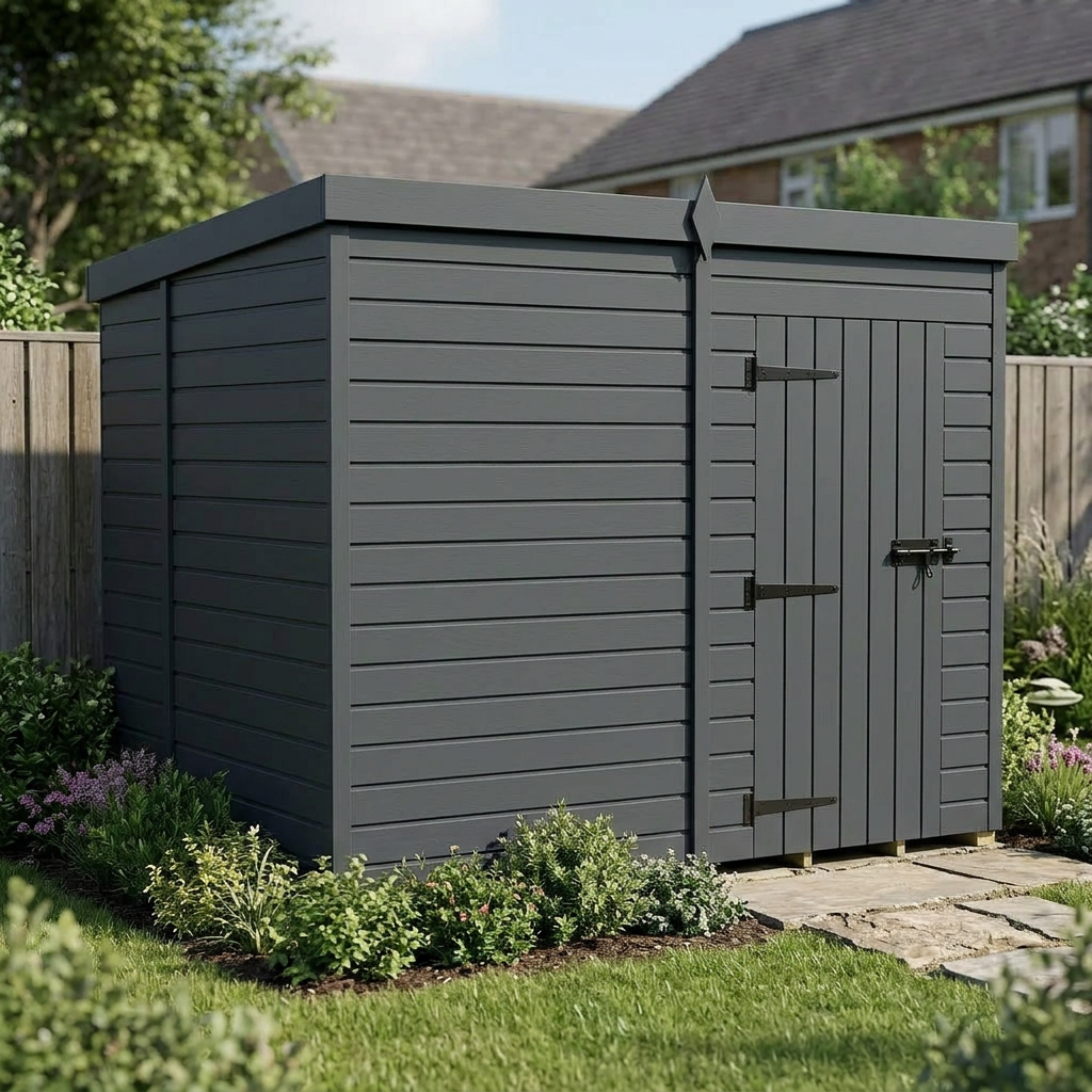 8x6 Pent Composite Shed (Single Door, No Windows)