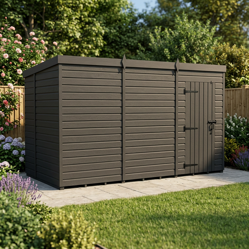 12x6 Pent Composite Shed (Single Door, No Windows)