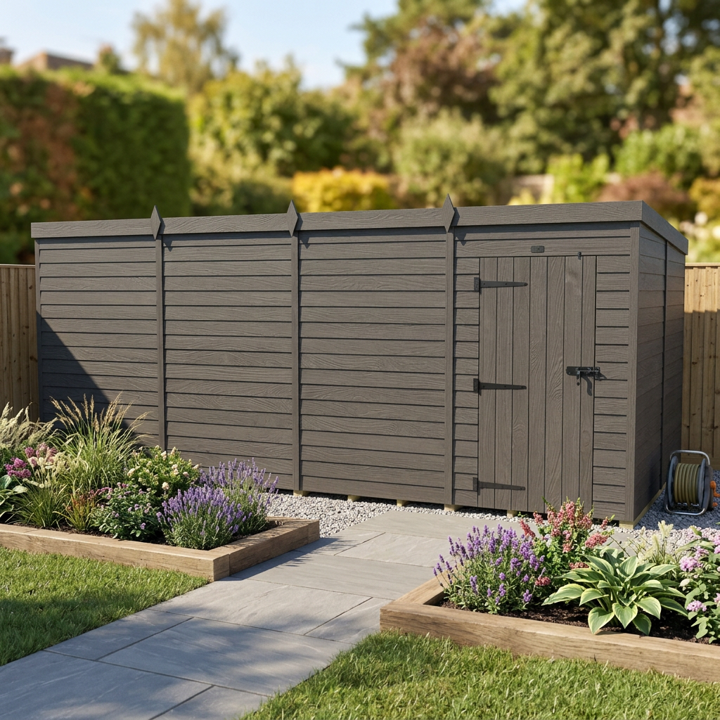 16x8 Pent Composite Shed (Single Door, No Windows)
