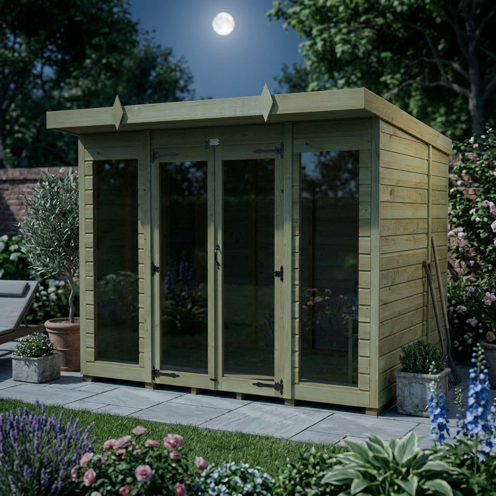 8 x 6 Pent Summer House (Full Height Window)