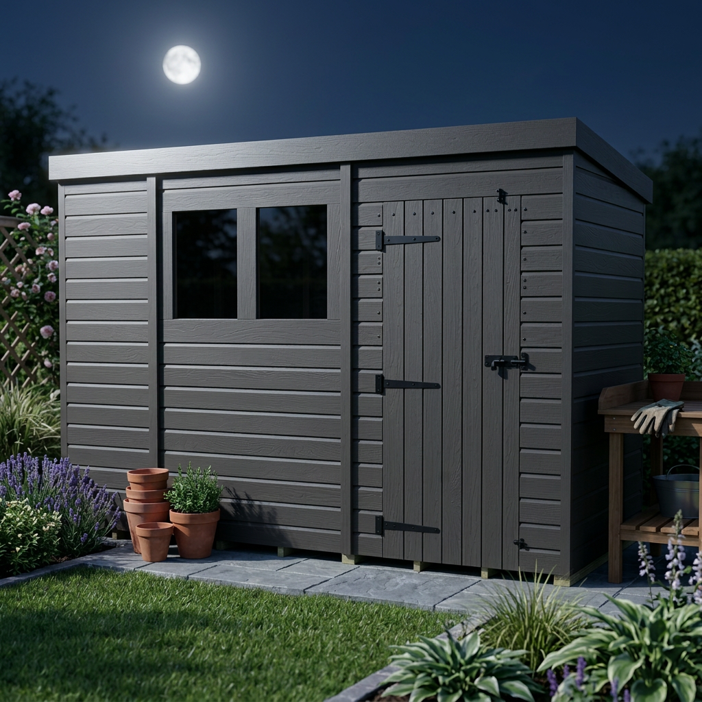 10x4 Pent Composite Shed (Single Door, With Windows)