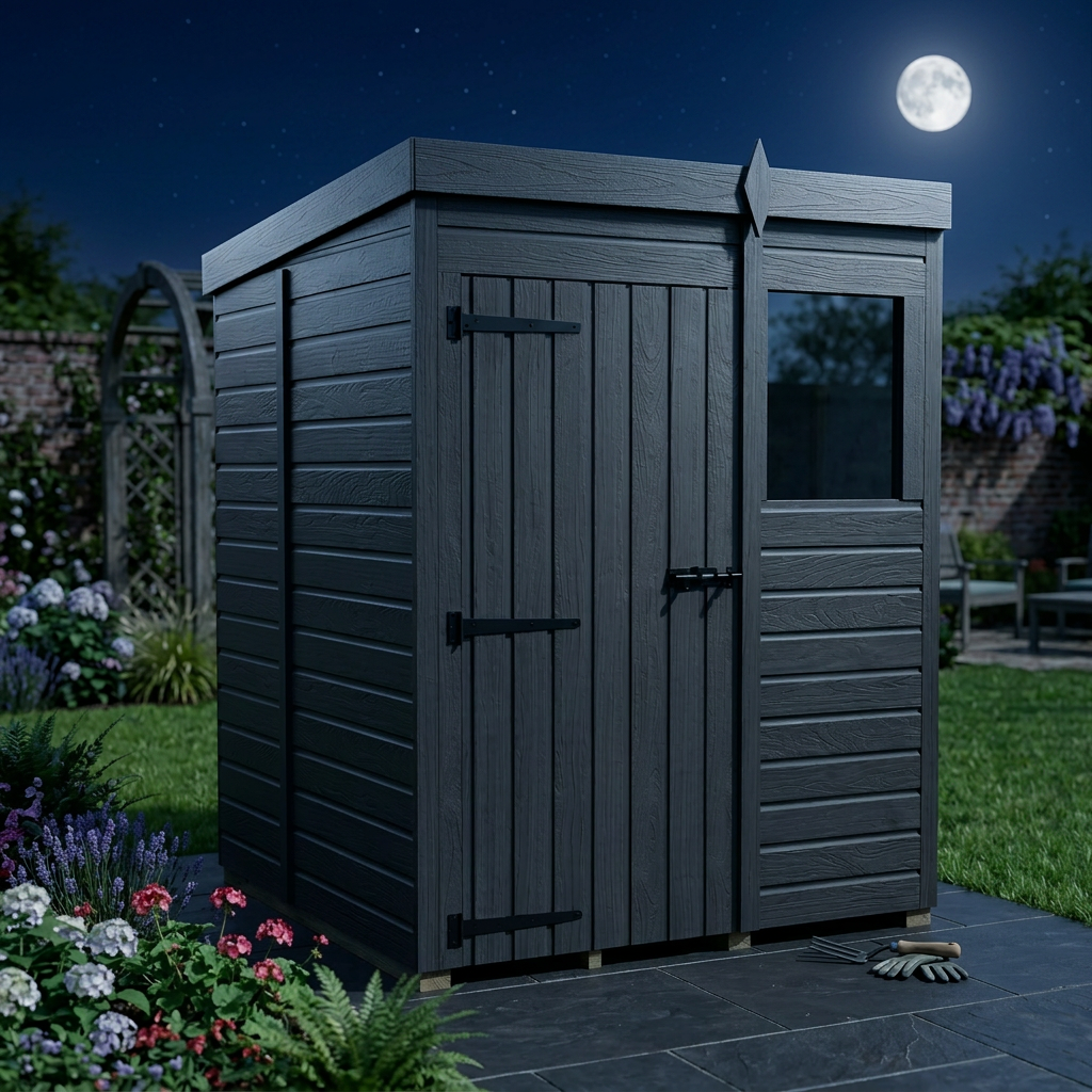 5x5 Pent Composite Shed (Single Door, With Windows)