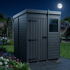 5x5 Pent Composite Shed (Single Door, With Windows)