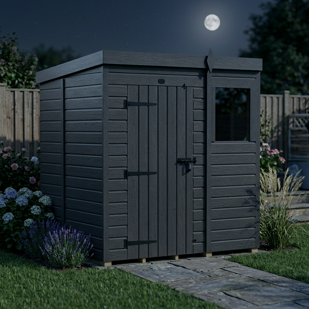 6x5 Pent Composite Shed (Single Door, With Windows)