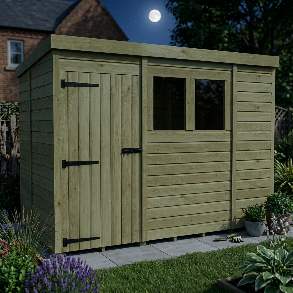 9 x 5 Pent Shed (Single Door, With Windows)