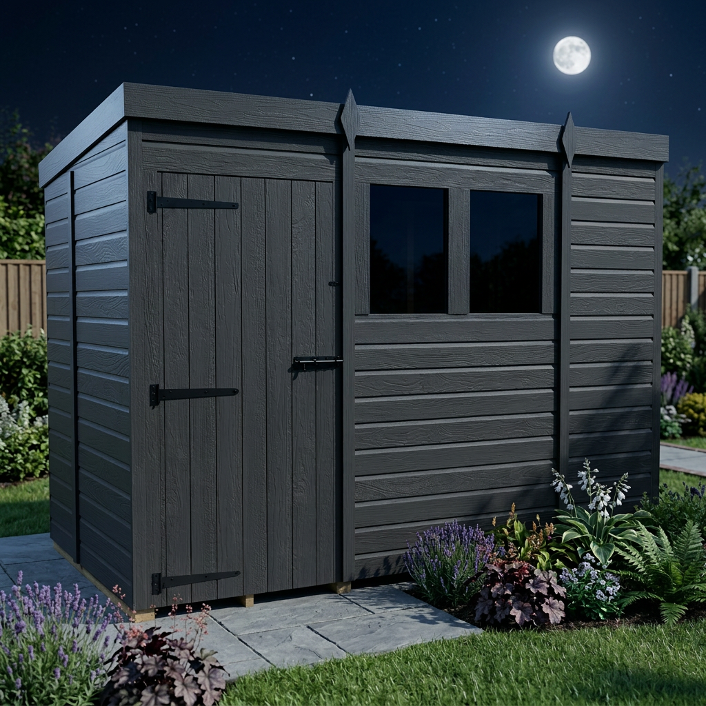 9x5 Pent Composite Shed (Single Door, With Windows)
