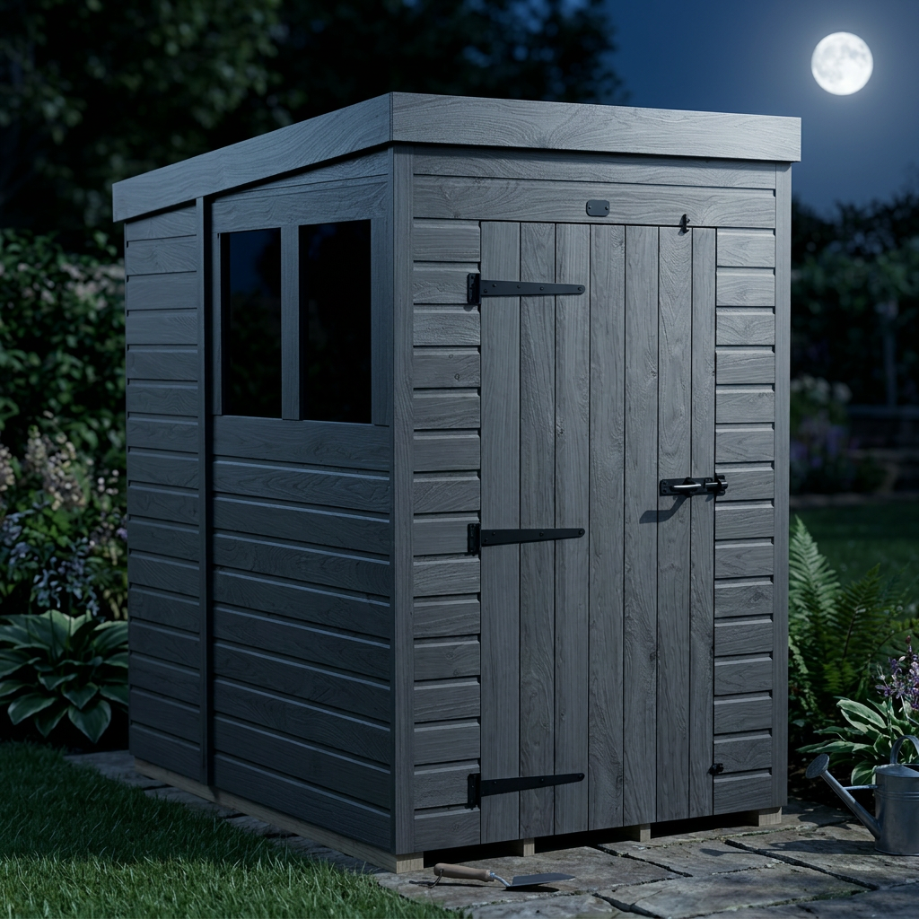 4x6 Pent Composite Shed (Single Door, With Windows)