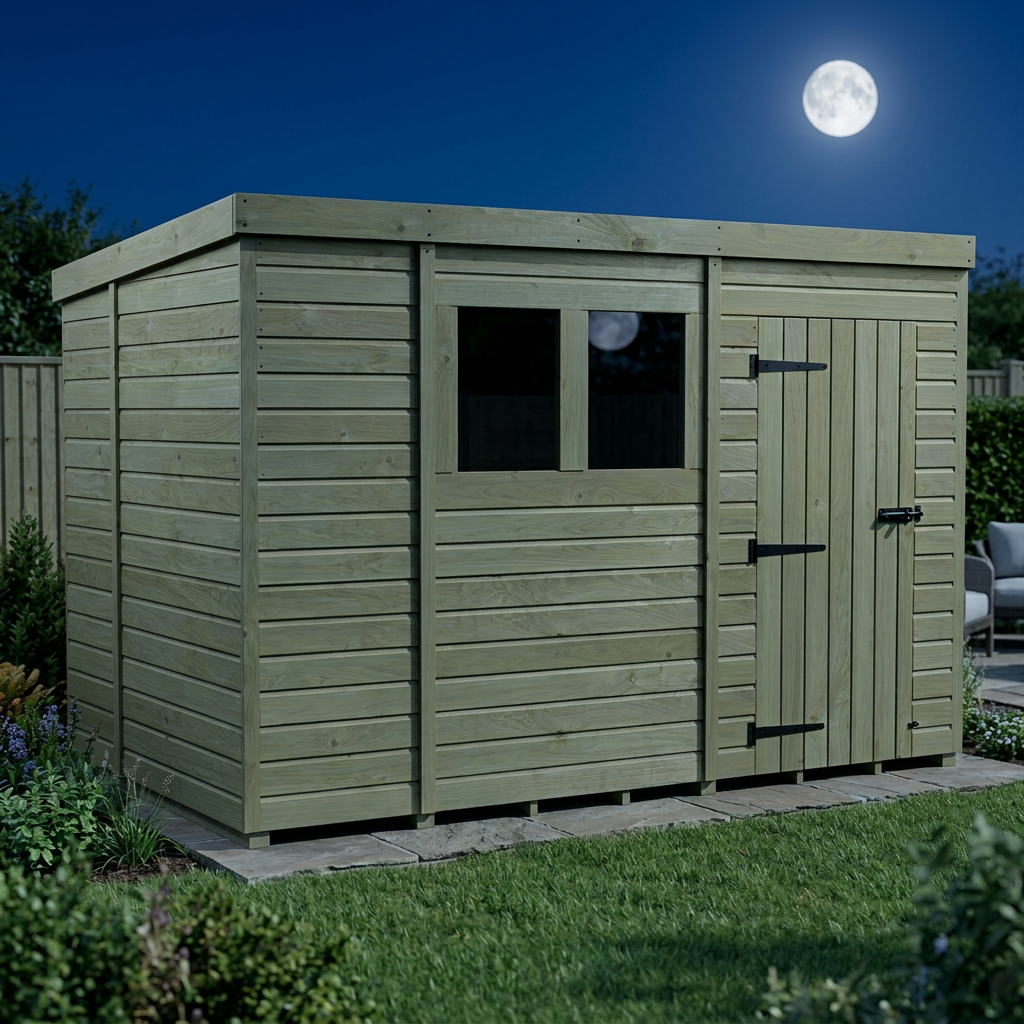 10 x 6 Pent Shed (Single Door, With Windows)
