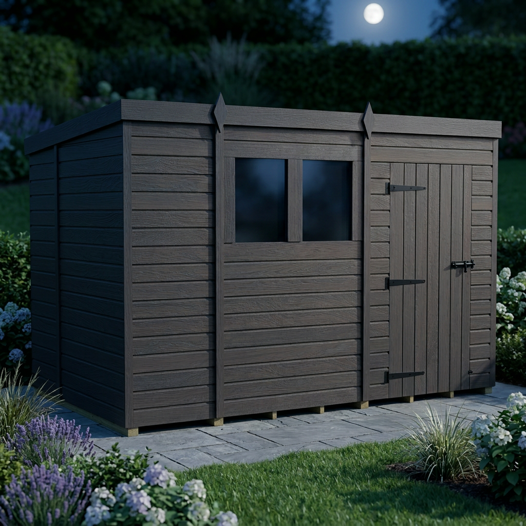 10x6 Pent Composite Shed (Single Door, With Windows)