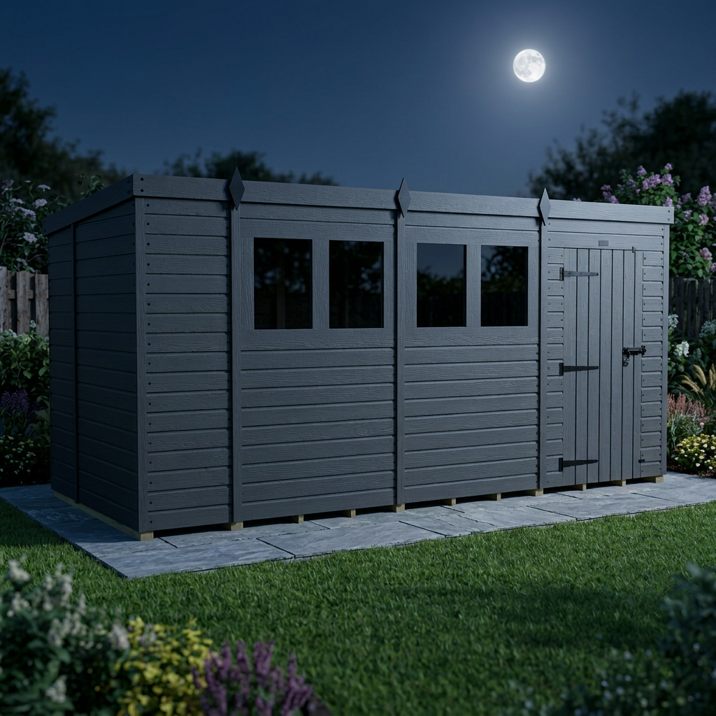 14x6 Pent Composite Shed (Single Door, With Windows)