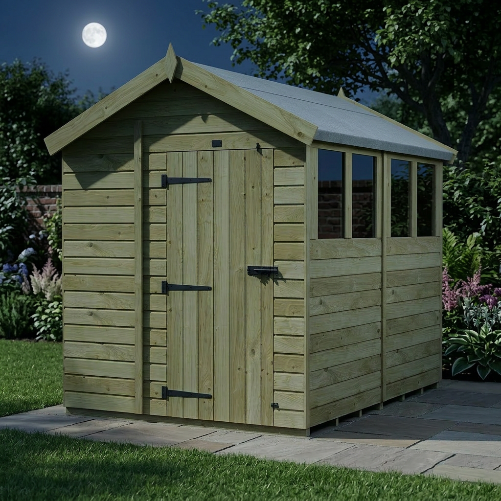 6 x 8 Apex Shed (Single Door, With Windows)