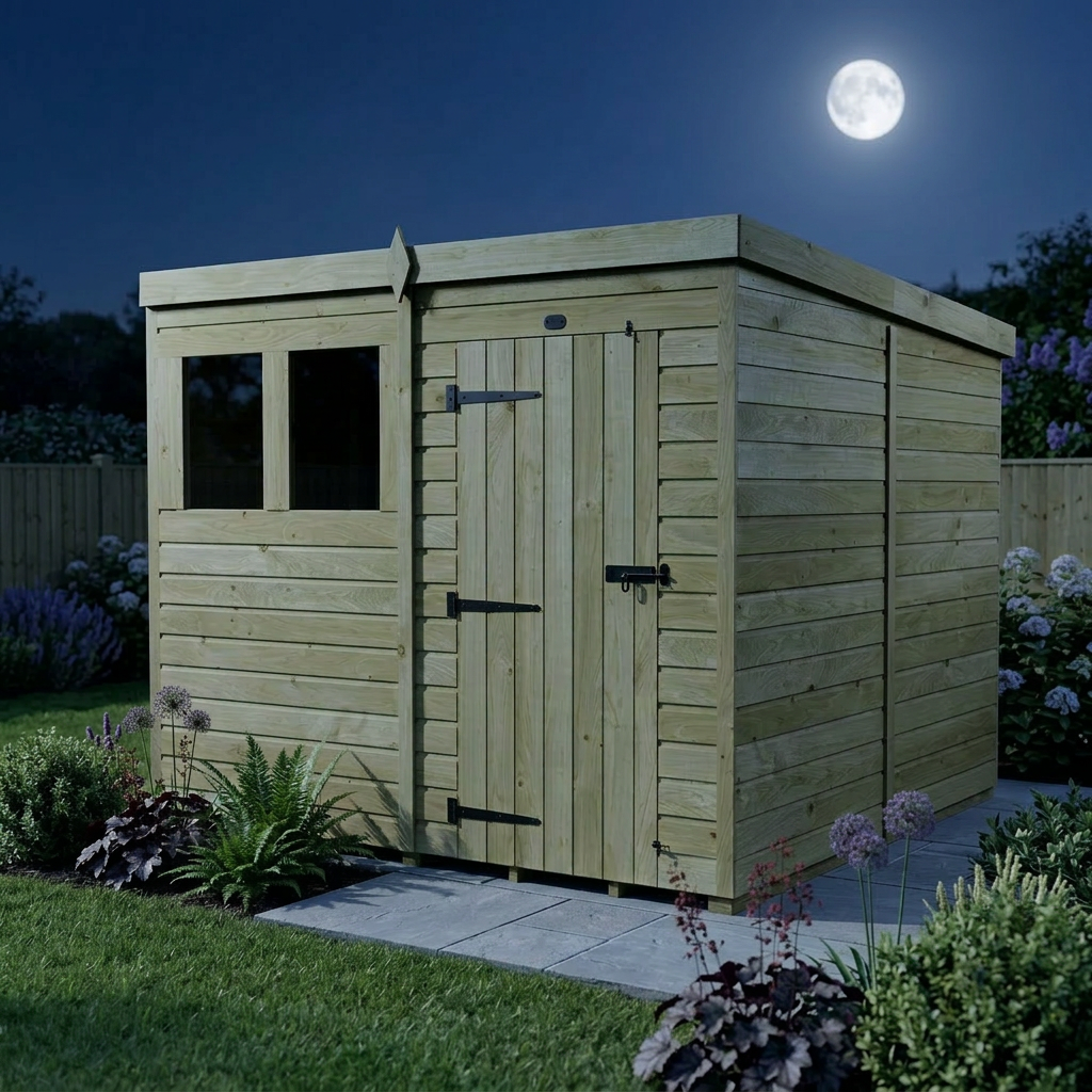 8 x 8 Pent Shed (Single Door, With Windows)