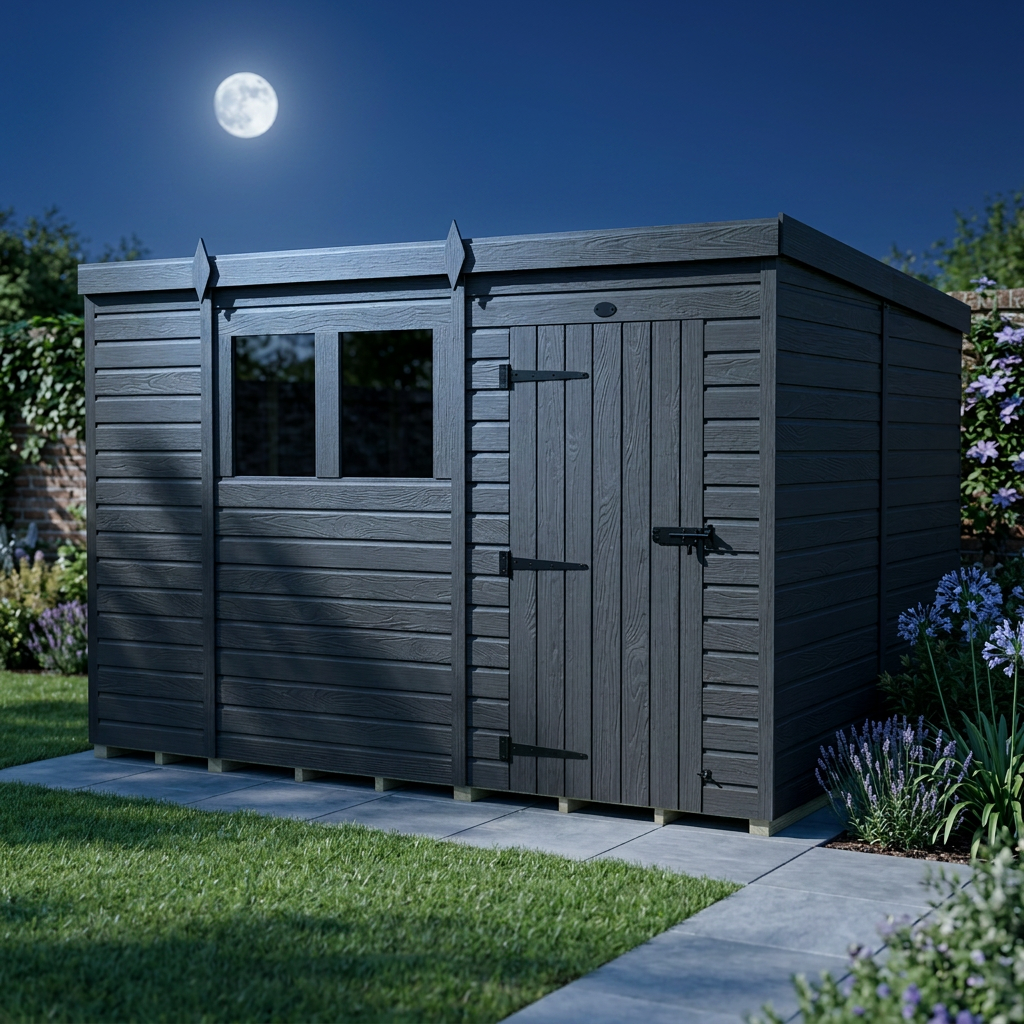 10x8 Pent Composite Shed (Single Door, With Windows)