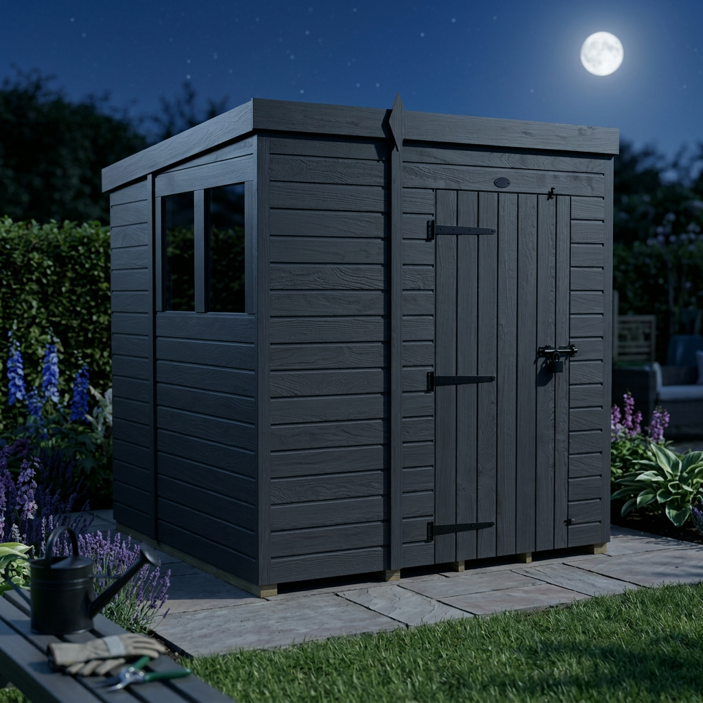 7x6 Pent Composite Shed (Single Door, With Windows)