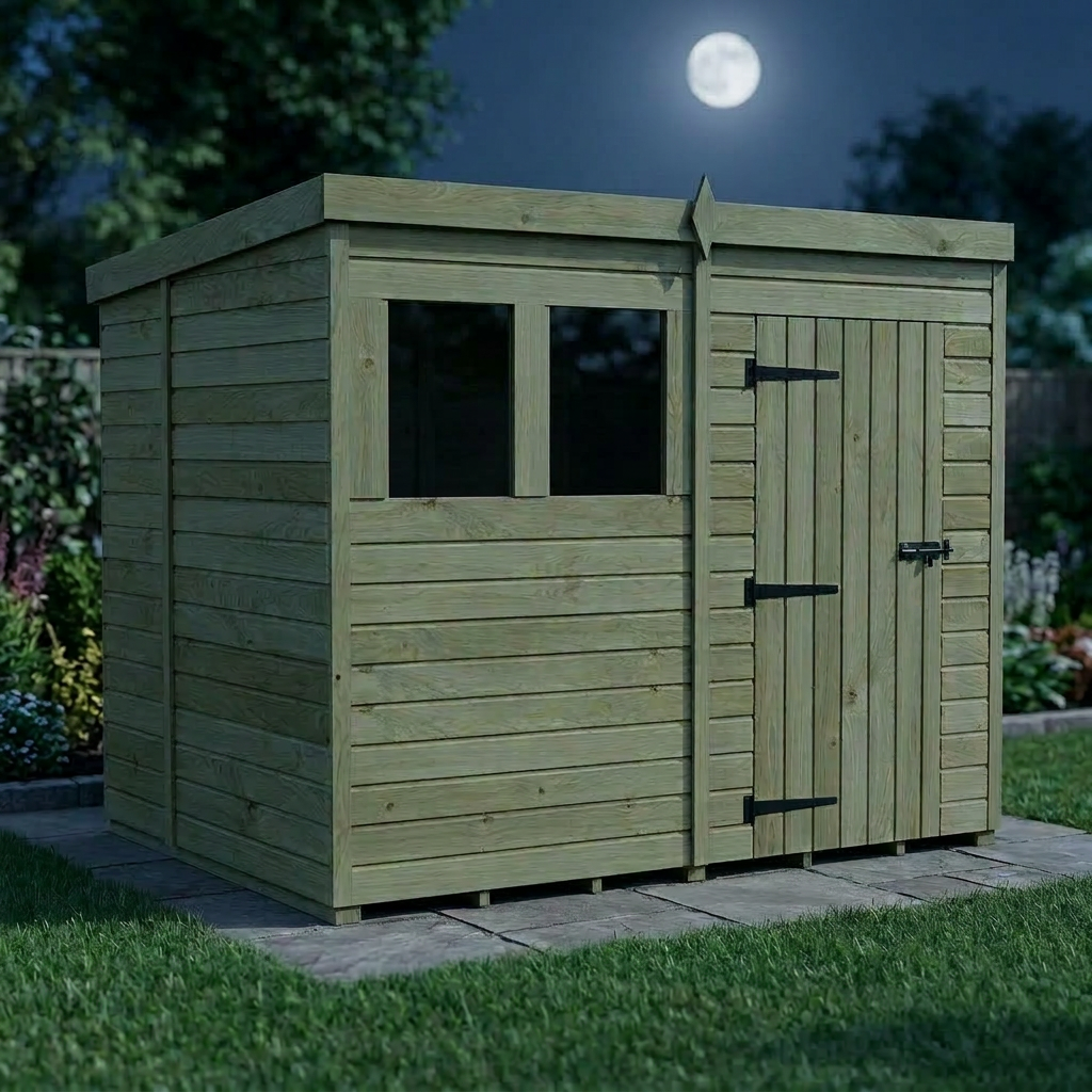 8 x 6 Pent Shed (Single Door, With Windows)