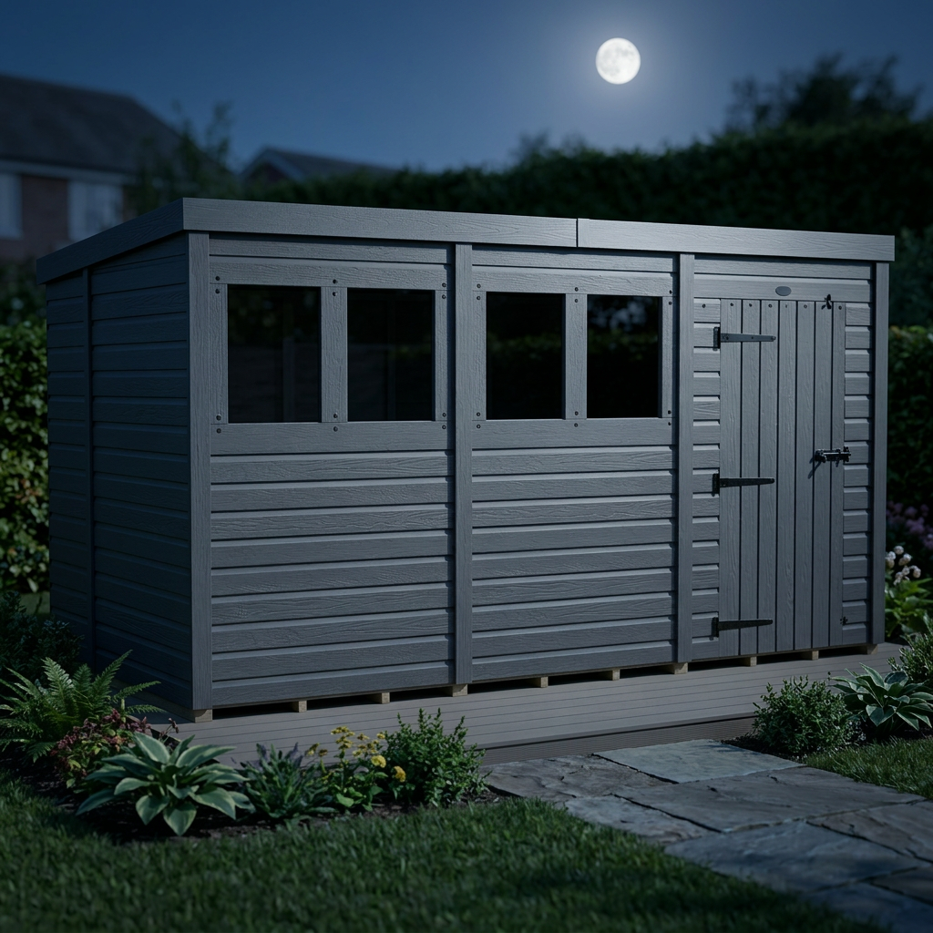 12x6 Pent Composite Shed (Single Door, With Windows)