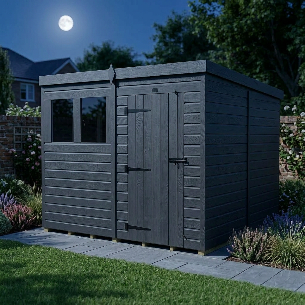 8x8 Pent Composite Shed (Single Door, With Windows)