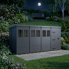 16x6 Pent Composite Shed (Single Door, With Windows)