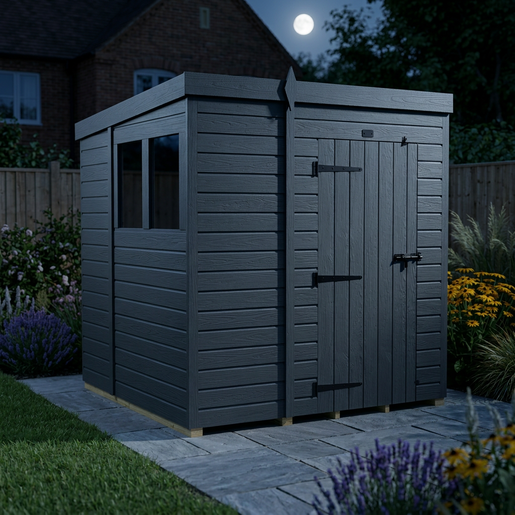 6x7 Pent Composite Shed (Single Door, With Windows)