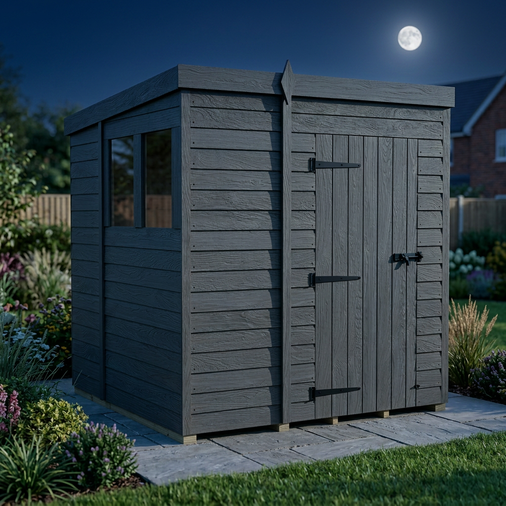 7x7 Pent Composite Shed (Single Door, With Windows)