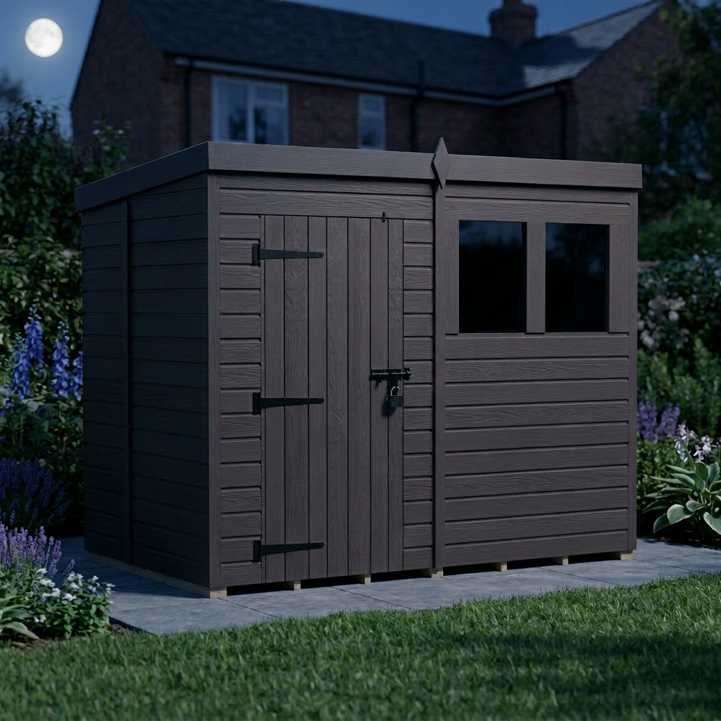 8x5 Pent Composite Shed (Single Door, With Windows)