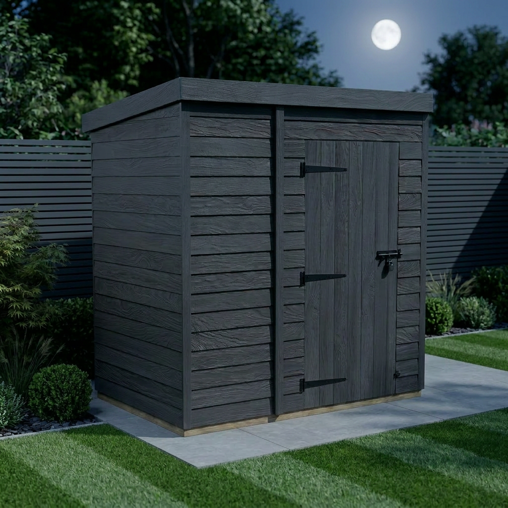 6x4 Pent Composite Shed (Single Door, No Windows)