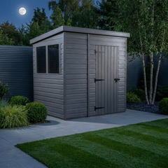 7x4 Pent Composite Shed (Single Door, With Windows)