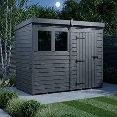 8x4 Pent Composite Shed (Single Door, With Windows)