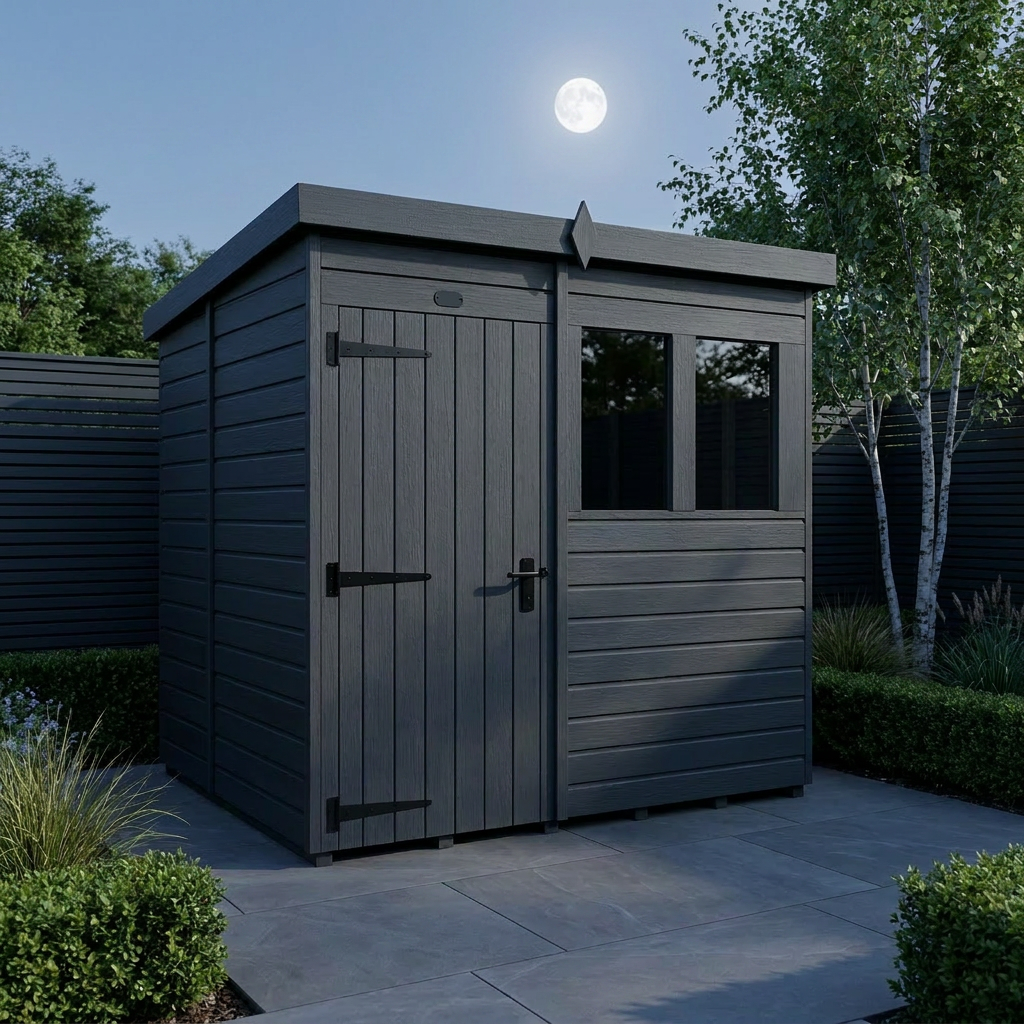 7x5 Pent Composite Shed (Single Door, With Windows)