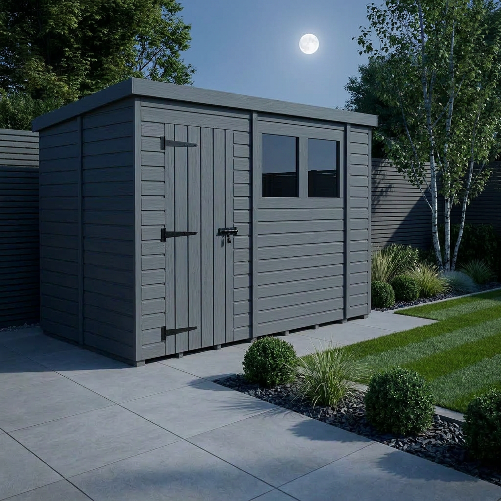 10x5 Pent Composite Shed (Single Door, With Windows)