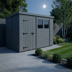 10x5 Pent Composite Shed (Single Door, With Windows)