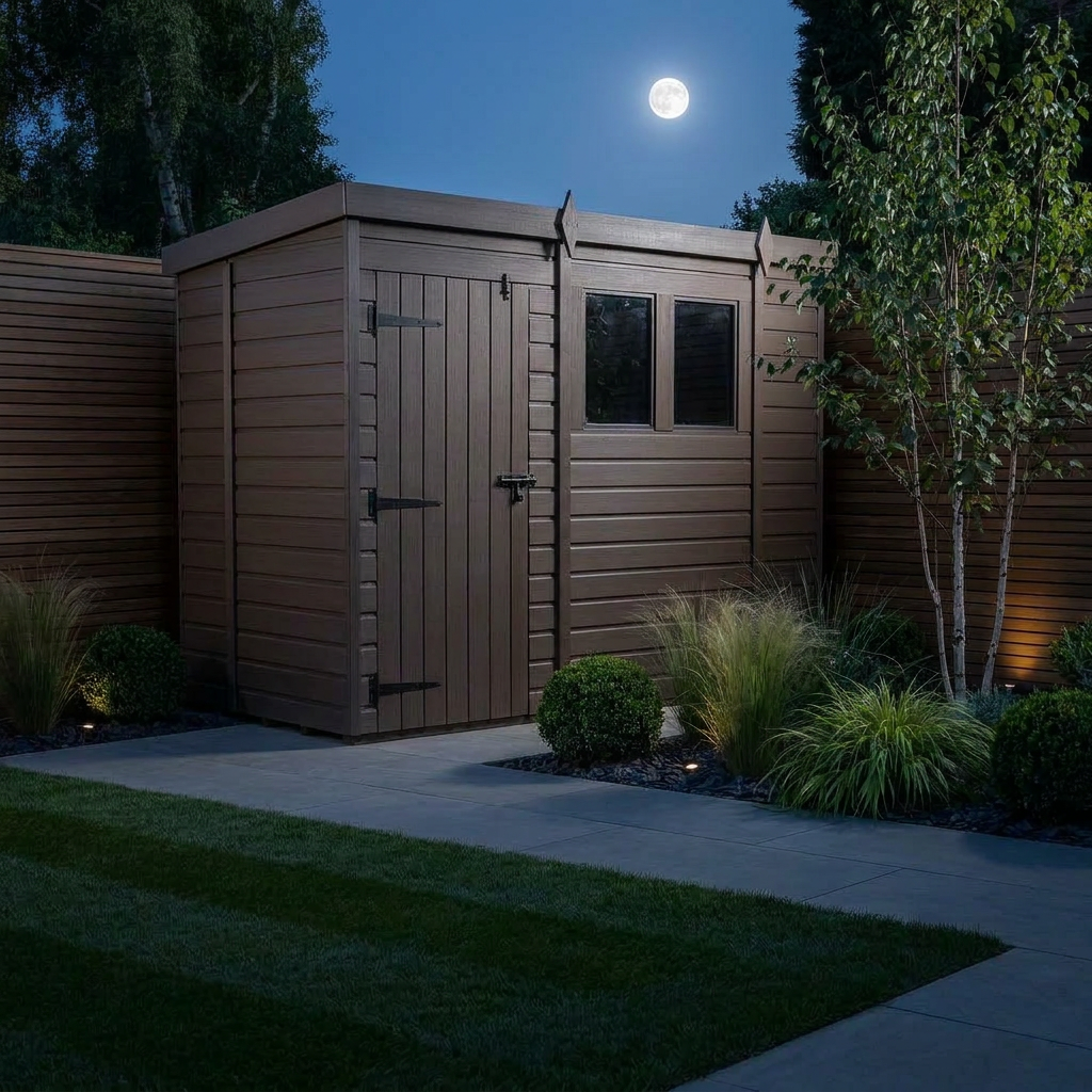 11x5 Pent Composite Shed (Single Door, With Windows)