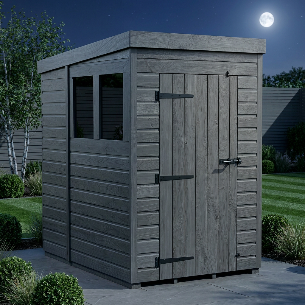 4x6 Pent Composite Shed (Single Door, With Windows)