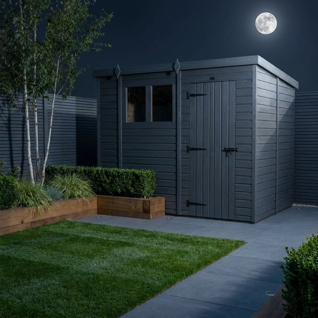 10x8 Pent Composite Shed (Single Door, With Windows)