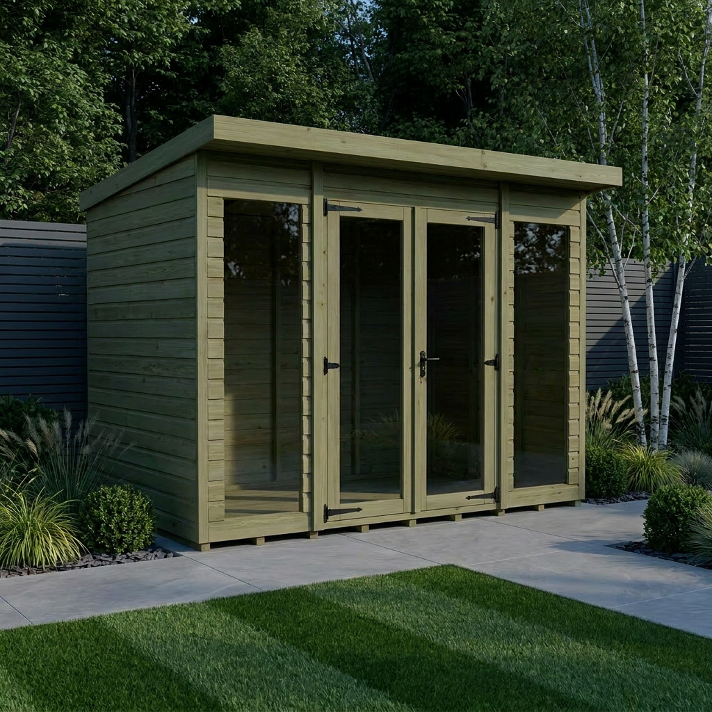 8 x 4 Pent Summer House (Full Height Window)