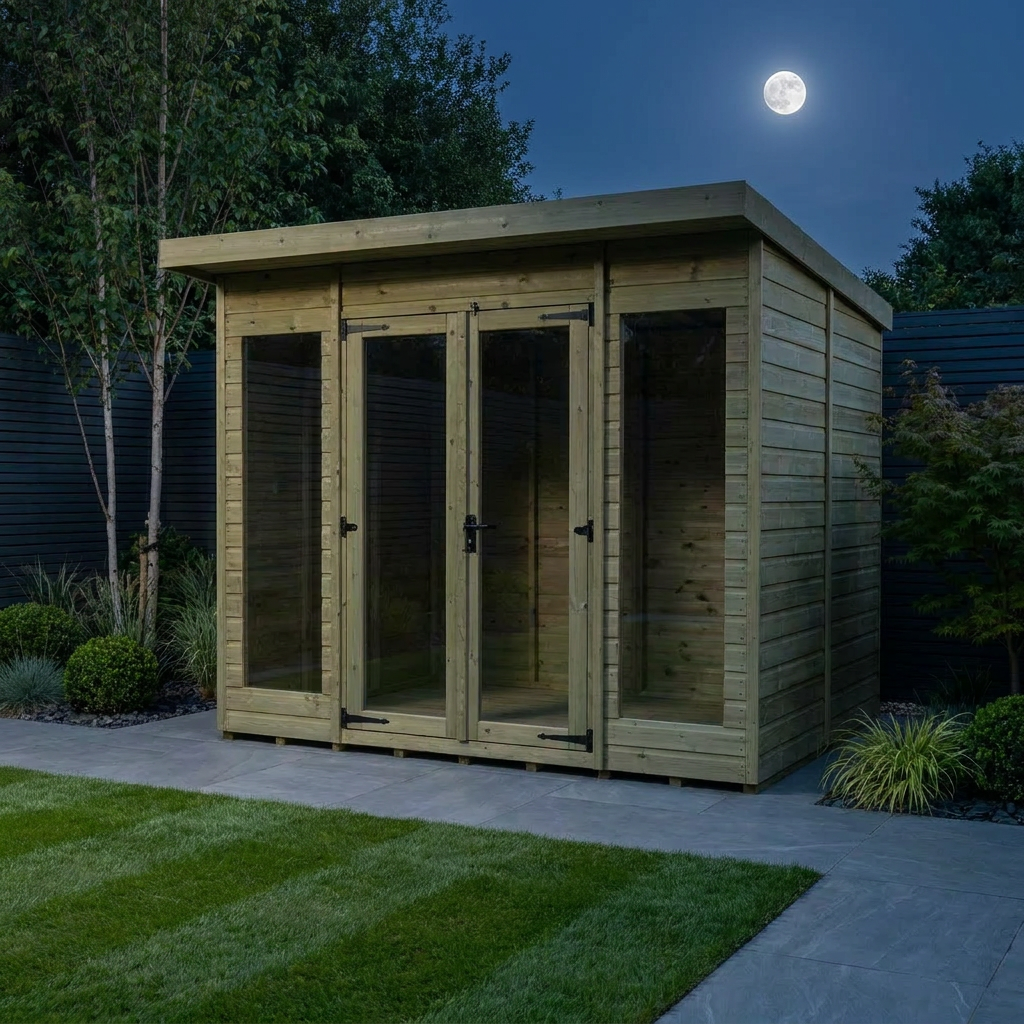 8 x 8 Pent Summer House (Full Height Window)