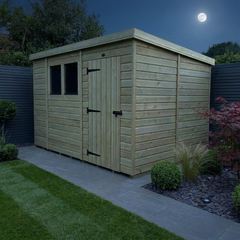 10 x 8 Pent Shed (Single Door, With Windows)