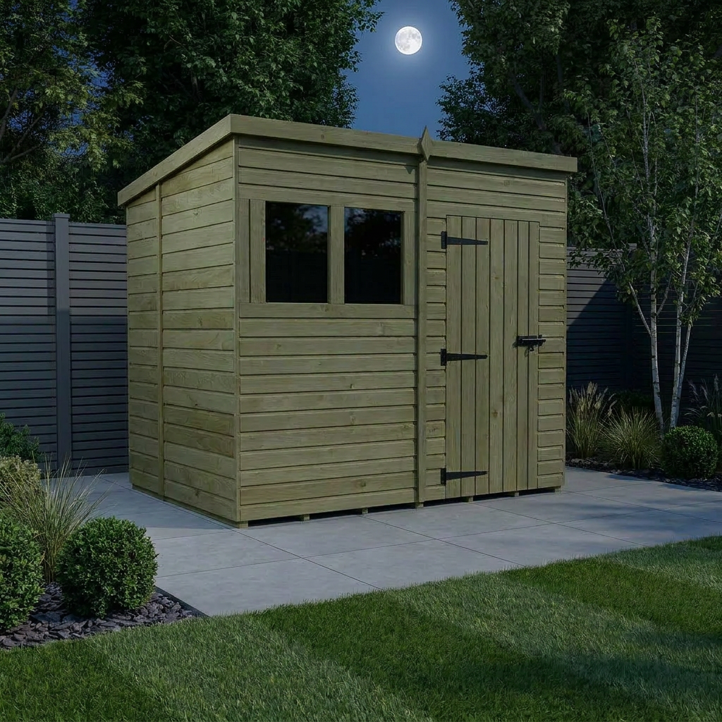 8 x 6 Pent Shed (Single Door, With Windows)