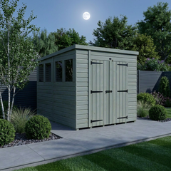 6 x 7 Pent Shed (Double Door, With Windows)