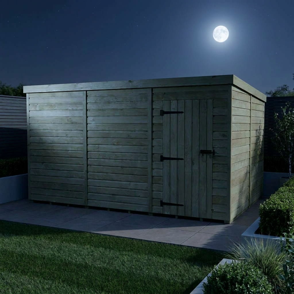 12 x 8 Pent Shed (Single Door, No Windows)