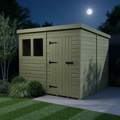 8 x 8 Pent Shed (Single Door, With Windows)